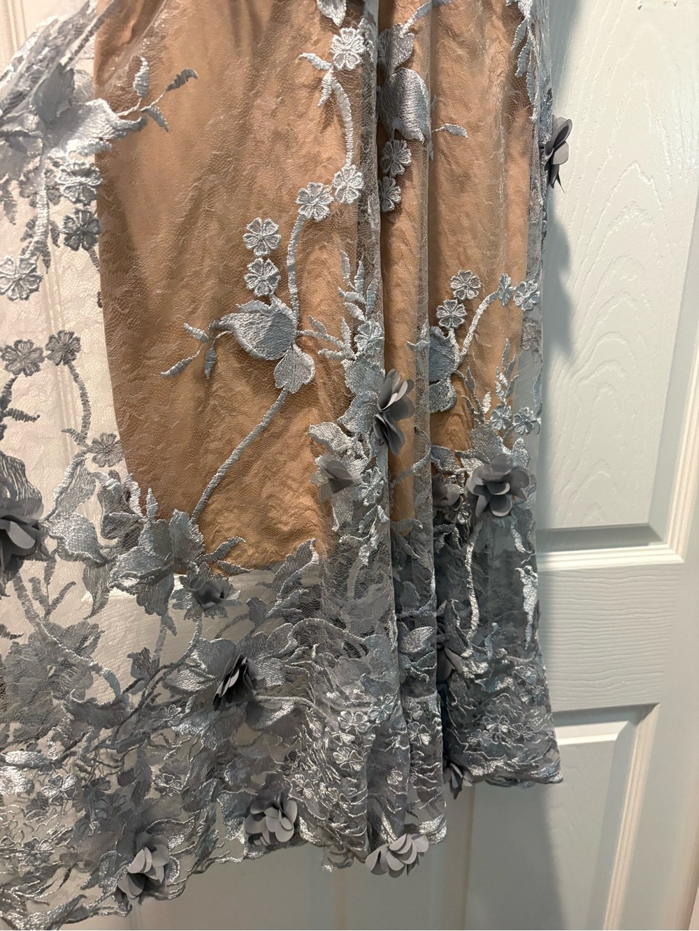Dress the Population Beige Midi Dress with Silver Floral Appliqué - Picture 4 of 6